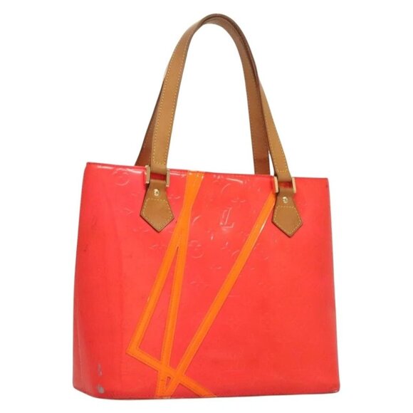 LOUIS VUITTON Monogram Vernis Fluo Houston Hand Bag Orange M91935 Auth 131452 - Picture 1 of 16